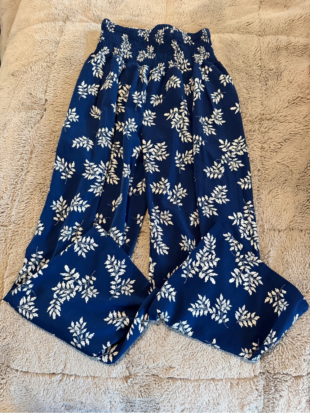 Kids Navy Blue Floral Pull-On Pants